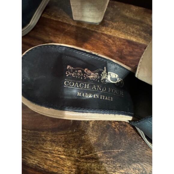 Coach Black Sandal Suede Leather Peep Toe Block Heel Shoes- 6.5 - Picture 3 of 8